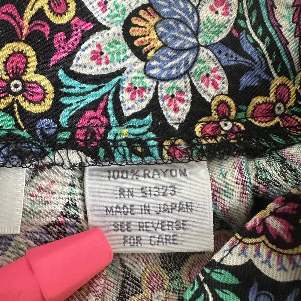 CHAUS Floral Paisley Rayon Maxi Skirt Sz 8 Psychedelic Festival Boho Japan Vtg‎